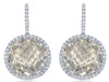 LARGE 38.16CT DIAMOND & AAA SMOKY TOPAZ 18KT WHITE GOLD HALO LEVERBACK EARRINGS