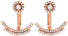 ESTATE .58CT DIAMOND 14KT ROSE GOLD 3D FLOWER ANCHOR FUN HANGING EARRINGS