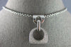 LARGE .75CT DIAMOND 14KT WHITE GOLD LOVE KNOT SEMI CIRCULAR FUN FLOATING PENDANT