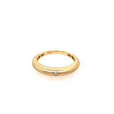 ESTATE .03CT DIAMOND 18KT YELLOW GOLD CLASSIC SOLITAIRE MATTE & SHINY FUN RING