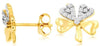 ESTATE .30CT DIAMOND 14KT 2 TONE GOLD 3D MULTI HEART CLOVER FLOWER STUD EARRINGS
