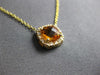 1.04CT DIAMOND & AAA CITRINE 14KT YELLOW GOLD 3D CUSHION & ROUND SQUARE NECKLACE