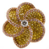 LARGE 1.78CT WHITE & FANCY YELLOW DIAMOND 18KT YELLOW & ROSE GOLD 3D FLOWER RING