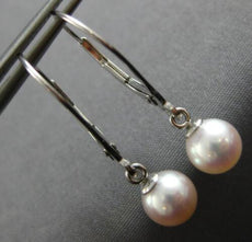 ESTATE AAA LIGHT PINK SOUTH SEA PEARL 14KT WHITE GOLD LEVERBACK HANGING EARRINGS