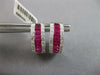WIDE 2.68CT DIAMOND & AAA RUBY 18K WHITE GOLD 3 ROW HUGGIE HOOP HANGING EARRINGS