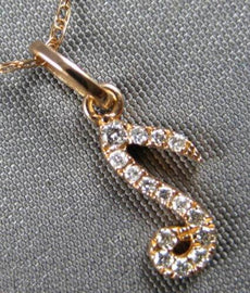 ESTATE .06CT DIAMOND 14KT ROSE GOLD 3D CLASSIC MUSICAL NOTE FUN FLOATING PENDANT