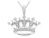 ESTATE .13CT DIAMOND 14KT WHITE GOLD 3D FLOWER FILIGREE CROWN FLOATING PENDANT