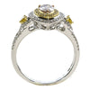 .67CT WHITE PINK & FANCY YELLOW DIAMOND 18K TRI COLOR GOLD HALO ENGAGEMENT RING