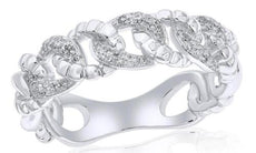 ESTATE .14CT DIAMOND 14KT WHITE GOLD ROUND MULTI LINK LOVE KNOT ANNIVERSARY RING