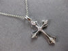 ESTATE .03CT DIAMOND 14KT WHITE GOLD 3D CLASSIC FILIGREE CROSS FLOATING PENDANT