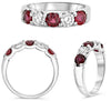 1.60CT DIAMOND & AAA RUBY 14KT WHITE GOLD ROUND SHARED PRONG LUCIDA 5 STONE RING