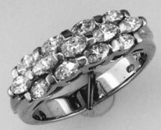 .92CT DIAMOND 14KT WHITE GOLD 3D MARQUISE SHAPE CHANNEL 3 ROW ANNIVERSARY RING
