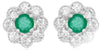 .65CT DIAMOND & AAA EMERALD 14KT WHITE GOLD ROUND FLOWER FILIGREE STUD EARRINGS