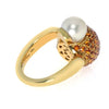 ESTTAE 5.02CT AAA CITRINE & SOUTH SEA PEARL 18KT YELLOW GOLD 3D DOME SHAPE RING
