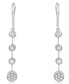 .64CT DIAMOND 18KT WHITE GOLD 3D SOLITAIRE FLOWER BY THE YARD HANGING EARRINGS
