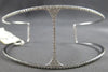 ESTATE LARGE 1.0CT DIAMOND 14K WHITE GOLD 3D TRIANGULAR BAR CUFF BANGLE BRACELET