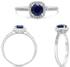 ESTATE 1.08CT DIAMOND & AAA SAPPHIRE 14K WHITE GOLD ROUND SQUARE ENGAGEMENT RING