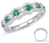 ESTATE .59CT DIAMOND & AAA EMERALD 14KT WHITE GOLD 3D CLASSIC BAMBOO FUN RING