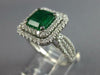 LARGE 3.08CT DIAMOND & AAA EMERALD 14K WHITE GOLD 3D HALO ENGAGEMENT RING #27577