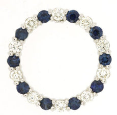 1.0CT DIAMOND & AAA SAPPHIRE 14KT WHITE GOLD 3D CIRCLE OF LIFE FLOATING PENDANT