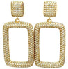 ESTATE 2.50CT DIAMOND 18KT YELLOW GOLD PAVE RECTANGULAR SQUARE HANGING EARRINGS