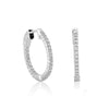 ESTATE .44CT DIAMOND 18KT WHITE GOLD 3D ROUND INSIDE OUT HOOP HANGING EARRINGS