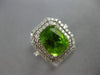 LARGE 5.46CT DIAMOND & AAA PERIDOT 14KT WHITE GOLD DOUBLE HALO ENGAGEMENT RING