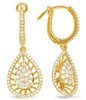 .67CT DIAMOND 14KT YELLOW GOLD CLUSTER TEAR DROP OPEN FILIGREE HANGING EARRINGS