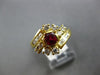 ANTIQUE .96CT DIAMOND & AAA PIGEON BLOOD RUBY 18KT YELLOW GOLD FLORAL LOVE RING