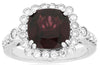 4.2CT DIAMOND & AAA RHODOLITE 14KT WHITE GOLD 3D CUSHION & ROUND ENGAGEMENT RING