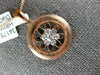 ESTATE .19CT DIAMOND 18KT ROSE GOLD CIRCLE OF LIFE MATTE & SHINY FLOWER PENDANT