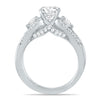 ESTATE 2.5CT DIAMOND 14KT WHITE GOLD 3 STONE V SHAPE ENGAGEMENT WEDDING RING SET