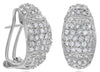 1.05CT DIAMOND 14K WHITE GOLD PAVE MULTI ROW DOME SHAPE CLIP ON HANGING EARRINGS