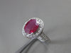 ANTIQUE 2.3CT DIAMOND & RUBY 14KT WHITE GOLD HALO DESIGN ENGAGEMENT RING #3046