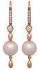 ESTATE .22CT DIAMOND & AAA PINK SOUTH SEA PEARL 18K ROSE GOLD LEVERBACK EARRINGS