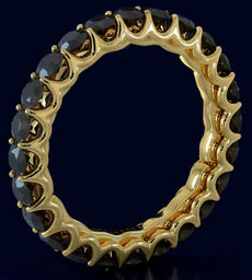 2.53CT BLACK DIAMOND 14KT YELLOW GOLD 3D ROUND ETERNITY WEDDING ANNIVERSARY RING
