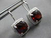 LARGE 4.36CT DIAMOND & AAA GARNET 14KT WHITE GOLD CUSHION & ROUND HALO EARRINGS