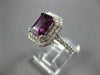 LARGE 4.05CT DIAMOND & AAA RHODOLITE 14KT WHITE GOLD DOUBLE HALO ENGAGEMENT RING