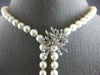 LARGE & LONG OLD MINE .50CT DIAMOND & AAA PEARL 14KT WHITE GOLD LARIAT NECKLACE