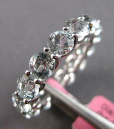 4.99CT AAA AQUAMARINE 14KT WHITE GOLD 3D ROUND CLASSIC ETERNITY ENGAGEMENT RING