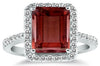 2.33CT DIAMOND & AAA GARNET 14KT WHITE GOLD 3D EMERALD CUT & ROUND FILIGREE RING