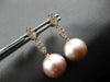 ESTATE .45CT DIAMOND & AAA PINK SOUTH SEA PEARL 18KT ROSE GOLD HANGING EARRINGS