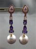 ESTATE LARGE 3.13CT DIAMOND AAA MULTI GEM & PINK SOUTH SEA PEARL 18K ROSE GOLD EARRINGS