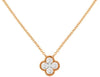 .26CT DIAMOND 14KT ROSE GOLD ROUND CLASSIC 5 STONE FLOWER FILIGREE LOVE PENDANT
