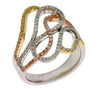 ESTATE WIDE .55CT DIAMOND 14KT TRI COLOR GOLD 3D CLASSIC MULTI SWIRL FUN RING