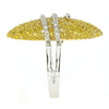 LARGE 3.3CT WHITE & FANCY YELLOW DIAMOND 18K 2 TONE GOLD MARQUISE SHAPE FUN RING