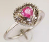 .88CT DIAMOND & AAA PINK SAPPHIRE 14KT WHITE GOLD 3D HEART SHAPE & BAGUETTE RING