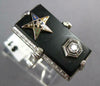 ANTIQUE LARGE .07CT ART DECO OLD MINE DIAMOND & ONYX 14KT WHITE GOLD RING #26432
