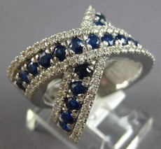 2.79CT DIAMOND & AAA SAPPHIRE 14KT WHITE GOLD 3 ROW CRISS CROSS X INFINITY RING