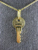 ESTATE 14KT YELLOW GOLD 3D KEY TO YOUR HEART FLOATING PENDANT #25083